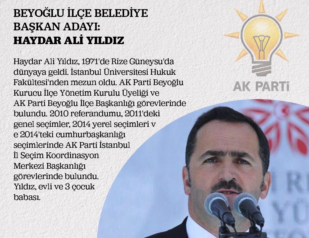 ak parti beyoglu adayi haydar ali yildiz kimdir belediyeler http www hicrethaber com