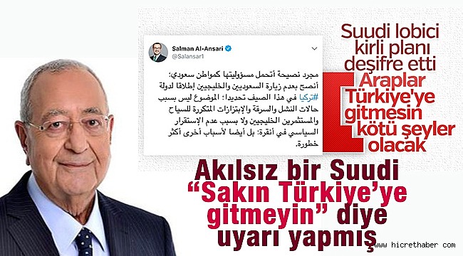 Akılsız bir Suudi “Sakın Türkiye’ye gitmeyin” diye uyarı yapmış