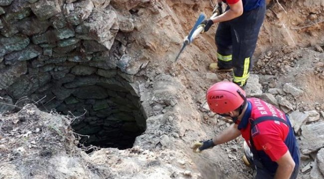 6 metrelik kuyuya düştü, itfaiye ekipleri kurtardı