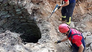 6 metrelik kuyuya düştü, itfaiye ekipleri kurtardı