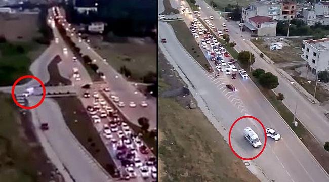 Drift yapan araçlar yol vermemişti, o ambulansa taşlı saldırı