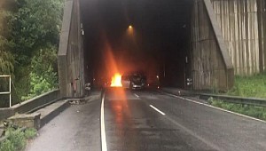 Ordu'da bir araç alev alev yandı