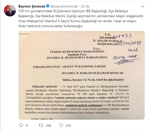 AK Parti Büyükçekmece için olağanüstü itiraz dilekçesini verdi!