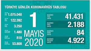 1 Mayıs Koronavirüs tablosu