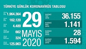 29 Mayıs koronavirüs tablosu! Vaka, ölü sayısı