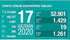 17 Haziran koronavirüs tablosu! Vaka, ölü sayısı 
