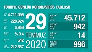 29 Temmuz koronavirüs tablosu! Vaka, ölü sayısı 
