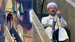 Ayasofya Camii'nde ilk hutbe: Ali Erbaş kılıçla çıktı