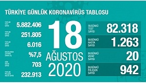 18 Ağustos koronavirüs tablosu! Vaka, ölü sayısı