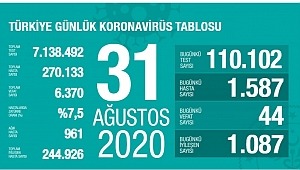 31 Ağustos koronavirüs tablosu! Vaka, ölü sayısı 