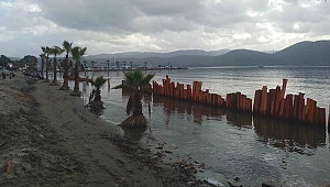 Akyaka sahilde ilginç önlem