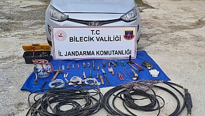 Bilecik’te telefon kablosu çalan 3 şüpheliye suçüstü