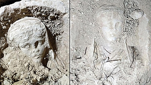 Kaçak kazı yaparken yakalanan şüphelilerin bulduğu kadın heykeline el kondu