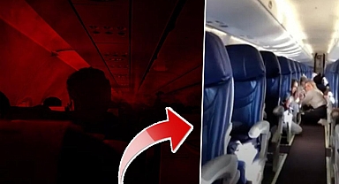 Silahlar patladı uçaktaki yolcular yere yattı... Panik dolu anlar saniye saniye kamerada