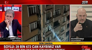  Bakan Soylu CNN Türk'te 'depremde geç kalındı' eleştirilerine cevap verdi