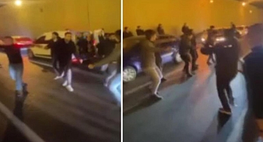 E-5'te 'pes' dedirten anlar! Yol kesip çiftetelli oynadılar