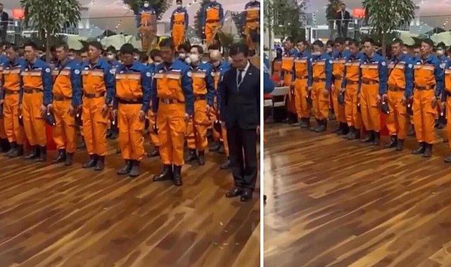 Japon arama kurtarma ekibinden saygı duruşu