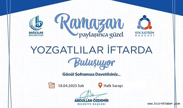Yozgat'lılar iftarda buluşuyor. Gönül soframıza davetlisiniz