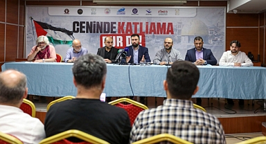 İşgalci İsrail'in saldırıları basın açıklamasıyla protesto edildi