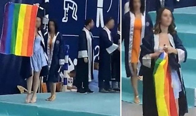 'Resmi işlemler başlatılmıştır' Mezuniyet töreninde açılan LGBT bayrağı ile ilgili üniversiteden açıklama