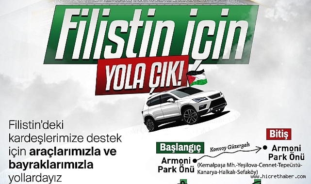 İstanbul'da Filistin'e destek için araç konvoyları oluşturuldu