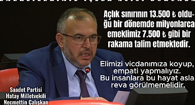 Necmettin Çalışkan emeklilerin sorunlarını TBMM de söz alarak gündeme taşıdı.