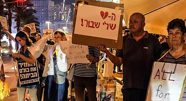 Netanyahu karşıtlarından rehine protestosu