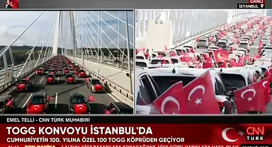 Togg konvoyu, Türkiye'nin 100'üncü yılında Yavuz Sultan Selim Köprüsü'nden geçti!