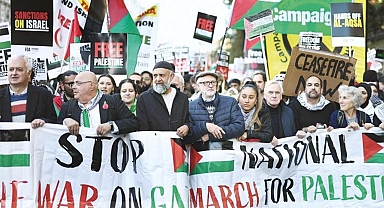 Filistin için yüzbinler yürüdü... Londra polisinden teyakkuz
