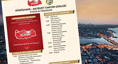 Yenikapı'da Bayburt ve Gümüşhane tanıtım günleri (1 Aralık 3 Aralık).
