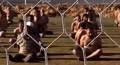 Hepsi yarı çıplak, tank namluları karşısında çaresizce beklediler! Stadyumda insanlık dışı görüntüler: İsrail'in zulmü sosyal medyayı ayağa kaldırdı