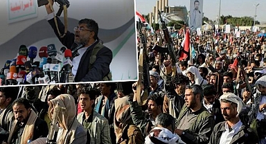 ABD ve İngiltere'ye gözdağı! Yemen'de Husiler için insan seli: Elinde silahla kürsüden meydan okudu!
