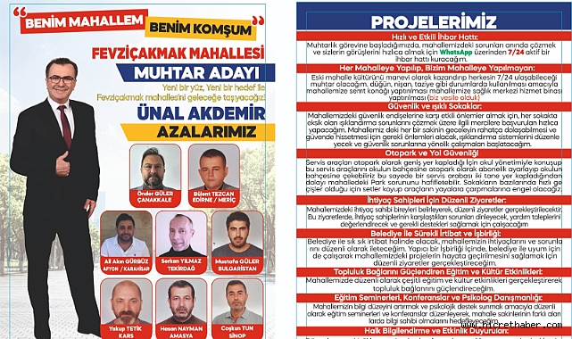Fevzi Çakmak Mahallesi'nde Yeni Bir Dönem: Ünal Akdemir'in Yenilikçi Vaatleri