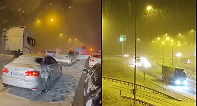 Bolu'da kar hayatı olumsuz etkiledi! Anadolu Otoyolunda ulaşım durdu