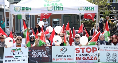 İstanbul'da kadınlardan Gazze'ye destek eylemi