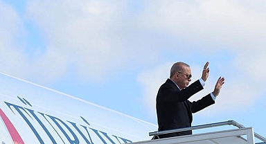 Cumhurbaşkanı Erdoğan, Ekonomik İşbirliği Teşkilatı Zirvesi için Azerbaycan'ın Hankendi Şehrine Gitti