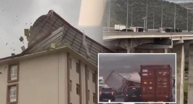 Ne Çatı Kaldı Ne Cam! Marmara’yı Vuran Fırtına Otoyollarda TIR’ları Devirdi