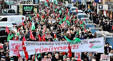  on binlerin katılımıyla şehitlerimiz ve Filistin için yürüyüş